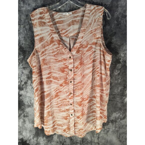 Maurices XL Button-Front Sleeveless Top Burnt Orange & White Zebra Print - Picture 1 of 6